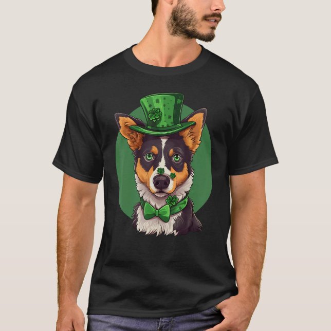 Blue Heeler shamrock St Patricks Day Australian Ca T Shirt (Framsida)