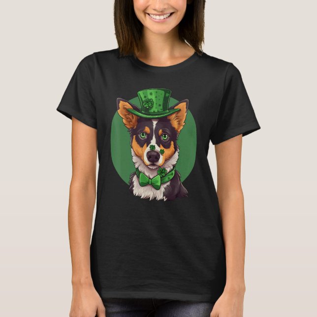 Blue Heeler shamrock St Patricks Day Australian Ca T Shirt (Framsida)