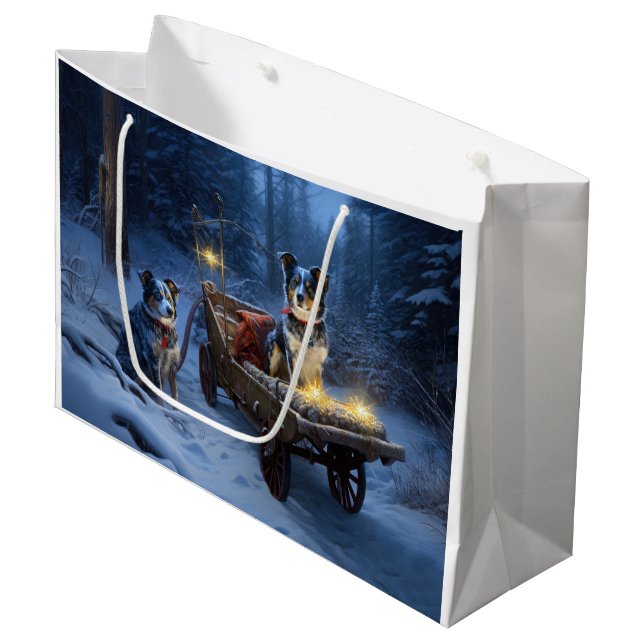 Blue Heeler Snowy Sleigh-juldekretet (Framsidan Vinklad)