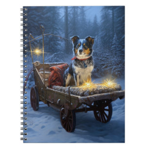 Blue Heeler Snowy Sleigh-juldekretet Anteckningsbok