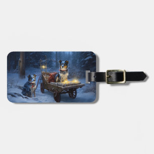 Blue Heeler Snowy Sleigh-juldekretet Bagagebricka