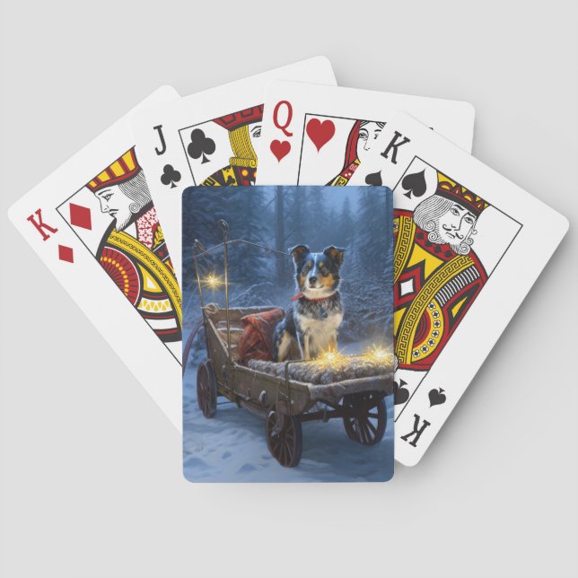 Blue Heeler Snowy Sleigh-juldekretet Casinokort (Baksidan)