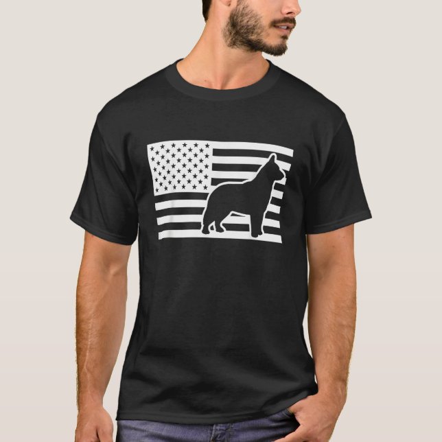 Blue Heeler USA Flag T Shirt (Framsida)