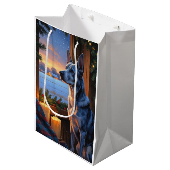 Blue Heeler With Christmas Lights Holiday  (Framsidan Vinklad)