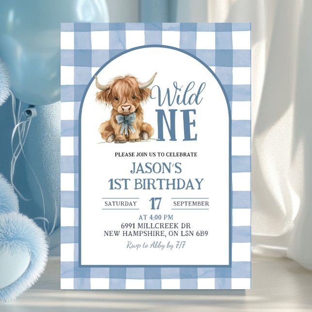 Blue Heifer Bull First Birthday Invitation Inbjudningar (Skapare uppladdad)