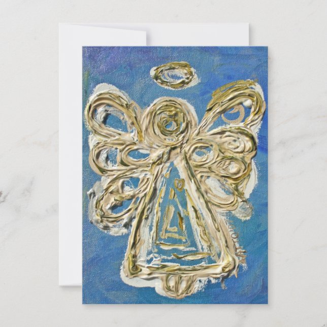 Blue Helgdag Angel Anpassningsbar Inbjudan eller i (Framsida)