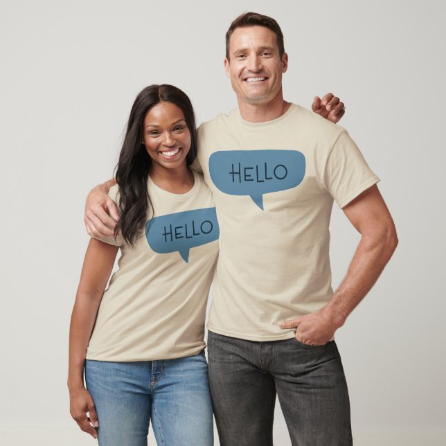 Blue "Hello" Speech Bubble Vector Illustration T Shirt (Unisex)