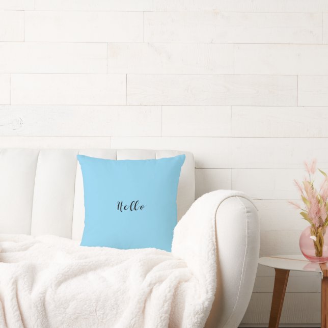 Blue hello Throw Pillow Kudde (Soffa)
