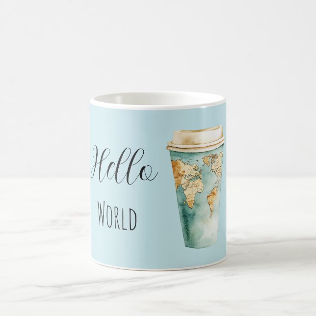 Blue Hello World Coffee Cup Kaffemugg (Center)