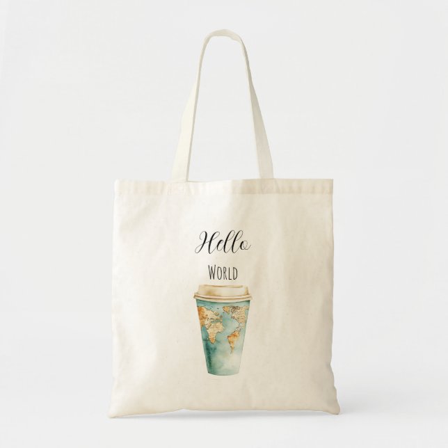 Blue Hello World Coffee Cup Tygkasse (Framsidan)
