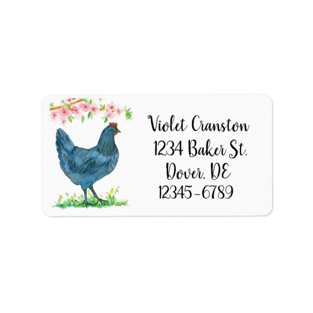 Blue Hen Chicken Delaware Bird Returadress Adressetikett (Framsidan)