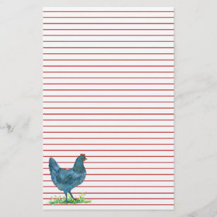 Blue Hen Chicken Watercolor Red Linted Brevpapper