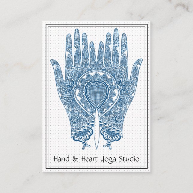 Blue Henna Händer Yoga Studio Affärskort  Visitkort (Framsida)
