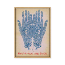 Blue Henna Händer Yoga Studio Affärskort 