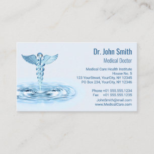 Blue Hermes Rod Caduceus Vatten Ripples Medical Tidsbeställning Kort