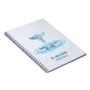 Blue Hermes Rod Medical Caduceus Vatten Ripples Anteckningsbok