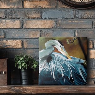 Blue Heron Bird Kakelplatta