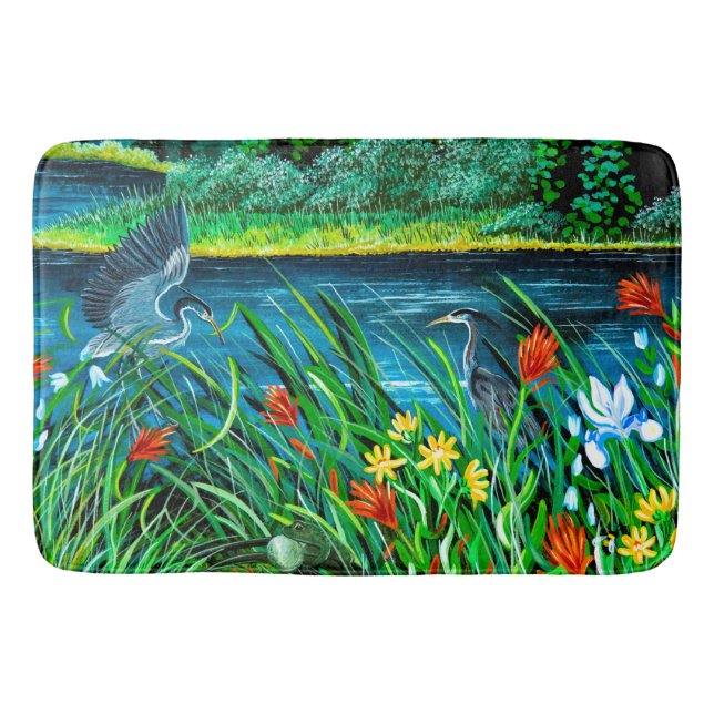 Blue Heron Couple Bath Mat Badrumsmatta (Framsidan)