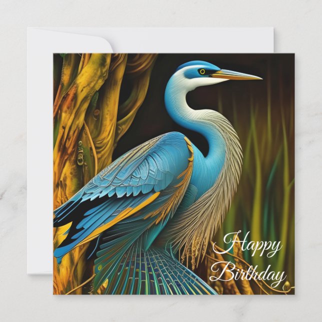 Blue Heron i Reeds Grattis på födelsedagen (Framsida)