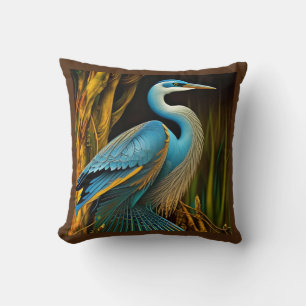 Blue Heron in Reeds Kudde
