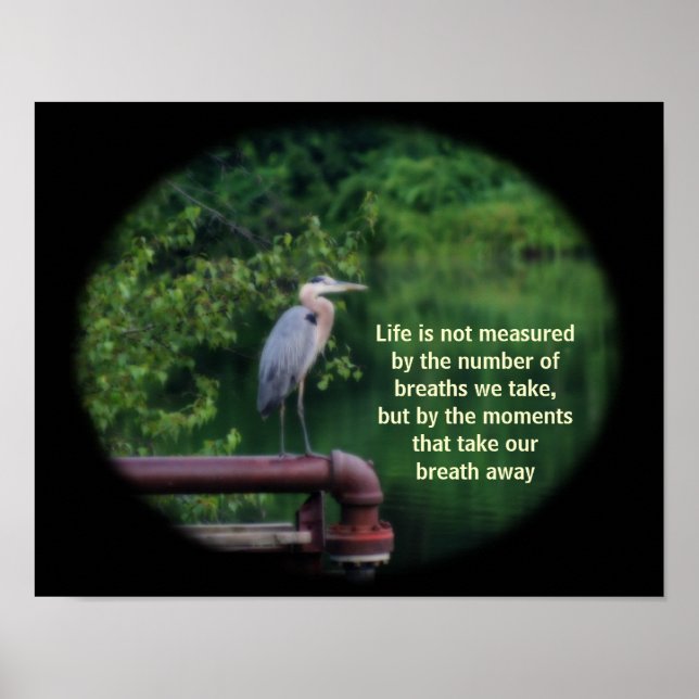 Blue Heron Inspirational Life Quote Poster (Framsidan)