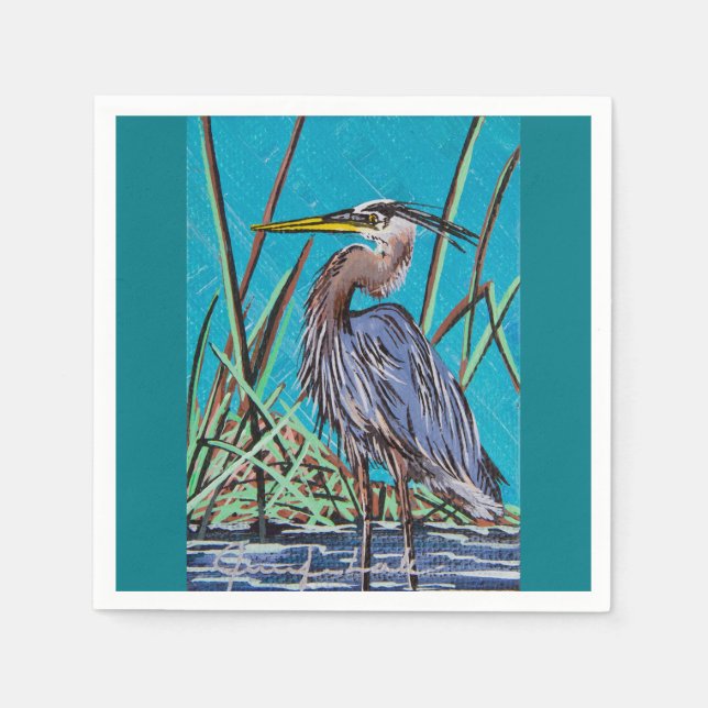 Blue Heron Malheur Bird Refuge Napkins Pappersservett (Framsidan)
