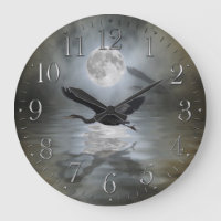 Blue Heron & Måne Wildlife Fantasy Wall Clock
