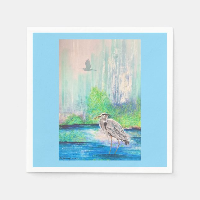 Blue Heron Napkin Pappersservett (Framsidan)