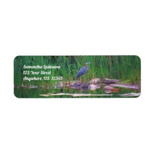 Blue Heron Nature Painting Adress Returadress Etikett