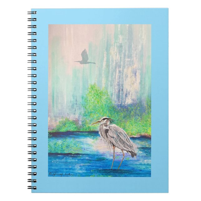 Blue Heron Notebook Anteckningsbok (Framsidan)
