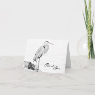 Blue Heron och Sten, Vatten Bird Sketch Tack Kort