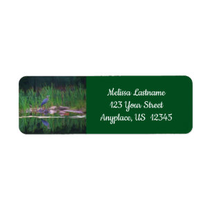 Blue Heron Reflection Animal Painting Adress Returadress Etikett