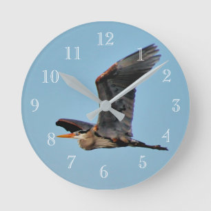 Blue Heron Rund Klocka