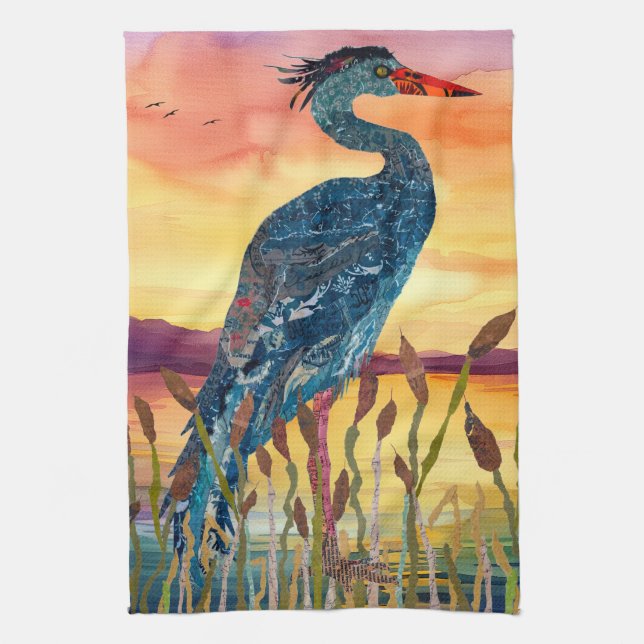 Blue Heron Sunset Kitchen Towel Kökshandduk (Vertikal)