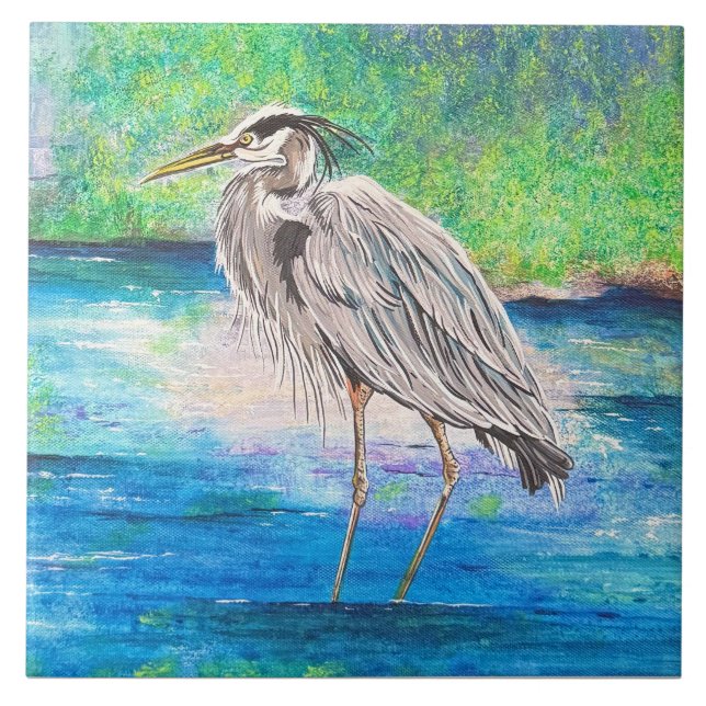 Blue Heron Watch Kakelplatta (Framsidan)