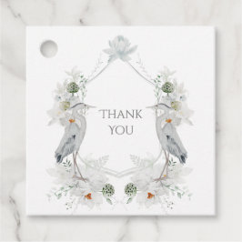 Blue Heron Waterfowl White Blommigt Etheral Bröllo Gåvor Etiketter