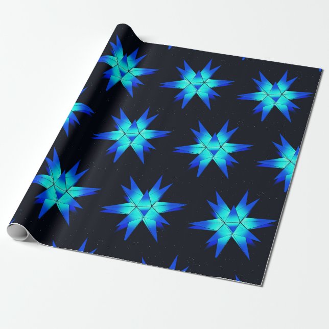 Blue Herrnuter moravian star christmas Presentpapper (Utrullad)