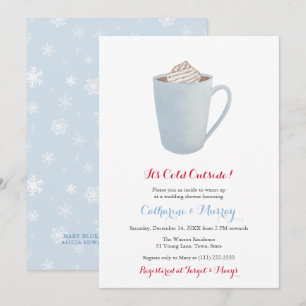 Blue Hett Cocoa Mugg Co-Ed Bröllop eller Baby Show Inbjudningar