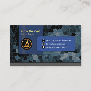 Blue Hexagon Chemical Crystals Guld Microskop Visitkort