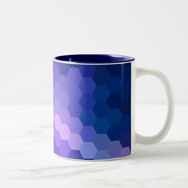 Blue Hexagon Chevron Mönster Två-Tonad Mugg (Höger)