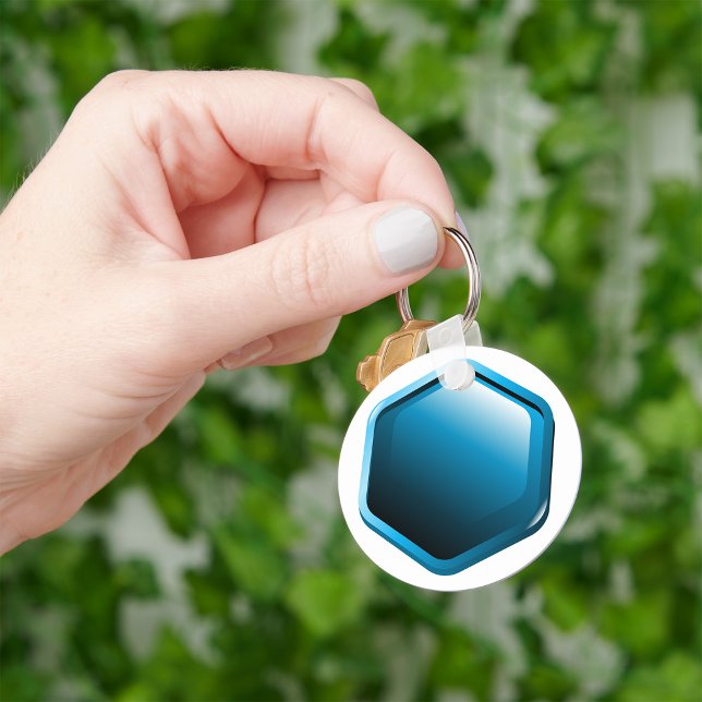 Blue Hexagon Keychain Nyckelring (Skapare uppladdad)