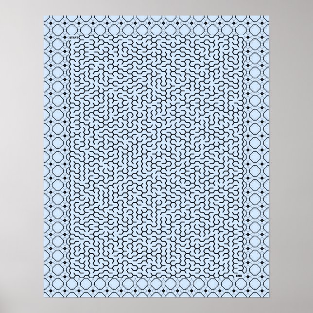 Blue Hexagon Maze Poster (Framsidan)