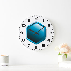 Blue Hexagon Stor Klocka