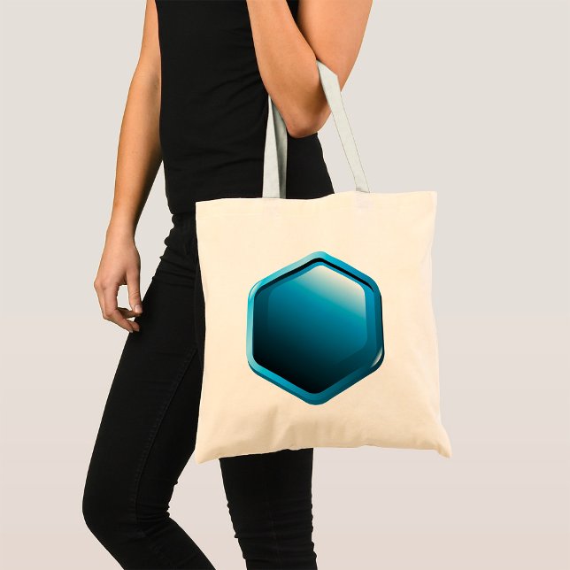 Blue Hexagon Tote Bag Tygkasse (Skapare uppladdad)