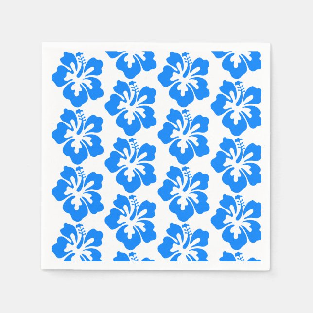 Blue Hibiscus Hawaiian Flower Luau Birthday Pappersservett (Framsidan)
