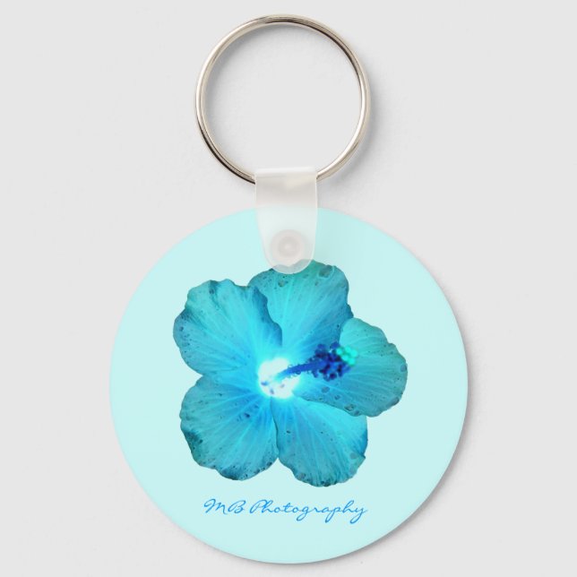 Blue Hibiscus Keychain Nyckelring (Framsida)