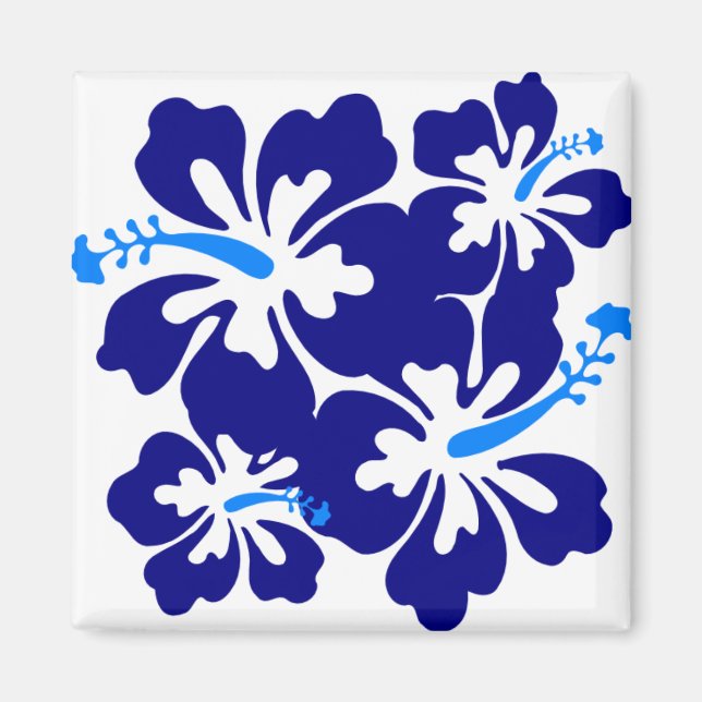 Blue Hibiscus Mönster Magnet (Framsidan)
