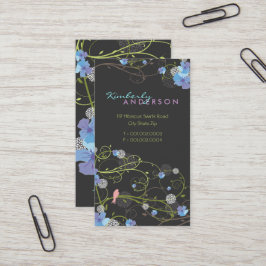 Blue Hibiscus Sväljer Birds Elegant Blommigt Garde Visitkort