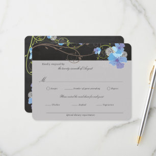 Blue Hibiscus & Sväljer Blommigt Chalkboard Bröllo OSA Kort