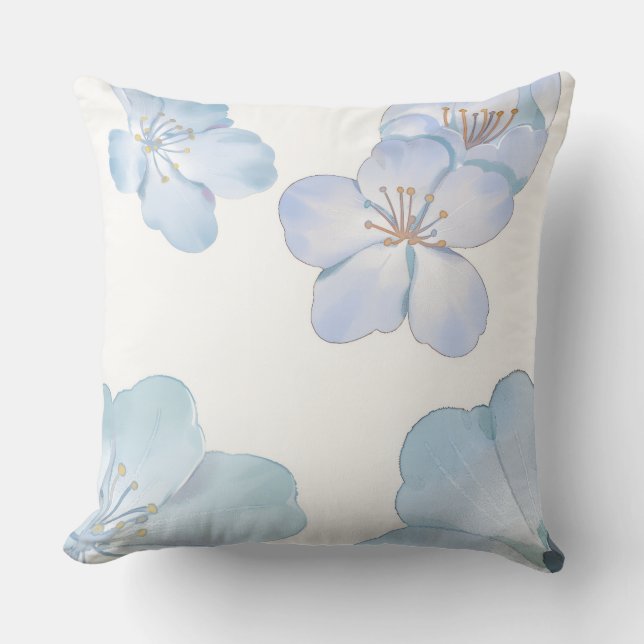 Blue hibiscus  throw pillow kudde (Framsida)